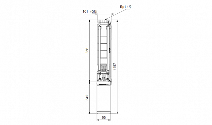 Скважинный насос  SP  7-12  1х230V  1,5kW  4  Rp 1 ½ Grundfos