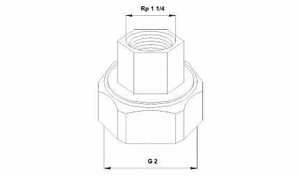Резьбовое б/р соединение  G 2 х Rp 1 1/4  GG  (к-т 2 шт)           