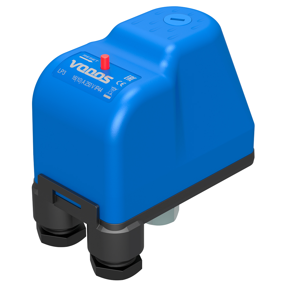 Реле откл. при пониженном давлении VODOS LP/3 G14 G 1/4 0,05-0,4bar 25(16)A ~1x230V IP44 с вращающейся гайкой