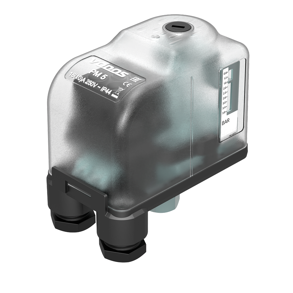 Реле давления со шкалой и прозрачной крышкой VODOS PM/5 1/4 - F 250V 16A(10A) IP44