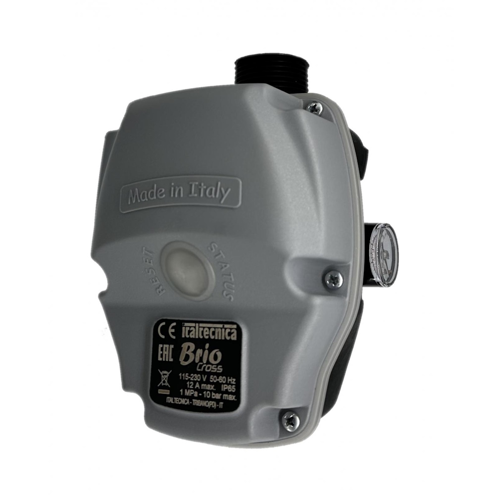 Пресс-контроль Italtecnica BRIO CROSS (c кабелем и вращающейся гайкой)  макс. 230V 12A 50-60 Гц IP65 c перезапуском, угловое подключение.
