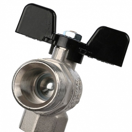 STOUT Кран шаровой полнопроходный угловой с американкой, ВР/НР, ручка бабочка 1/2