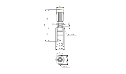Полупогружной вертикальный многоступенчатый насос MTR 5-2/2  A-W-A-HUUV  0,37kW 3x230/400 50Hz
