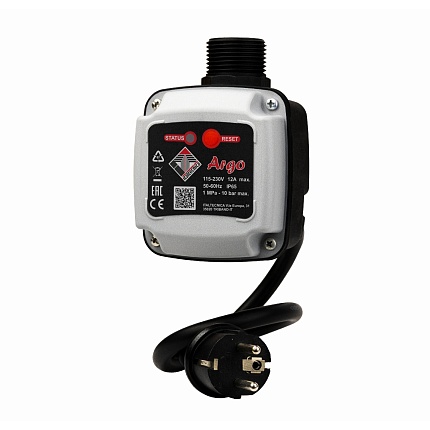 ARGO с кабелем Реле потока 115-230V 12A автоперезапуск(60 мин/4попыт) IP65 вх/вых 1 внешнее соединение(штуцер), угловое подключение.