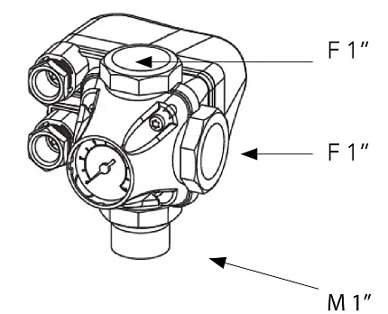 Реле давления с манометром и пятивыводным штуцером Italtecnica PM5-3W 1- FG ~250В 16A, усиленные стальные кольца