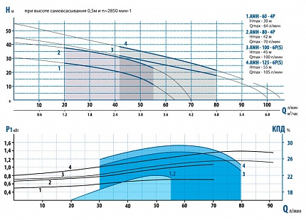 Гидравлические характеристики - Aquario AUTO AMH-100-6P(50л)